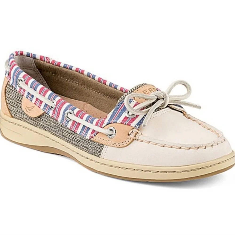 Sperry Angelfish Striped Boat Shoes Women's Size 7.5M - Picture 1 of 13